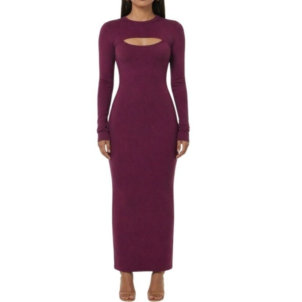 Edited by Remi Bader Burgundy Ribbed Cutout Maxi Dress Women's XL NWT